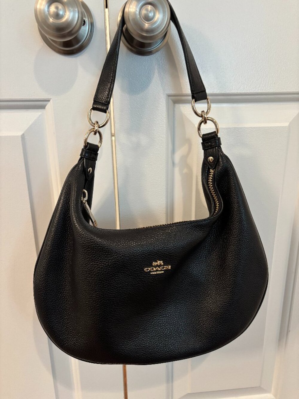 Coach Black Pebbled Leather Hobo Bag